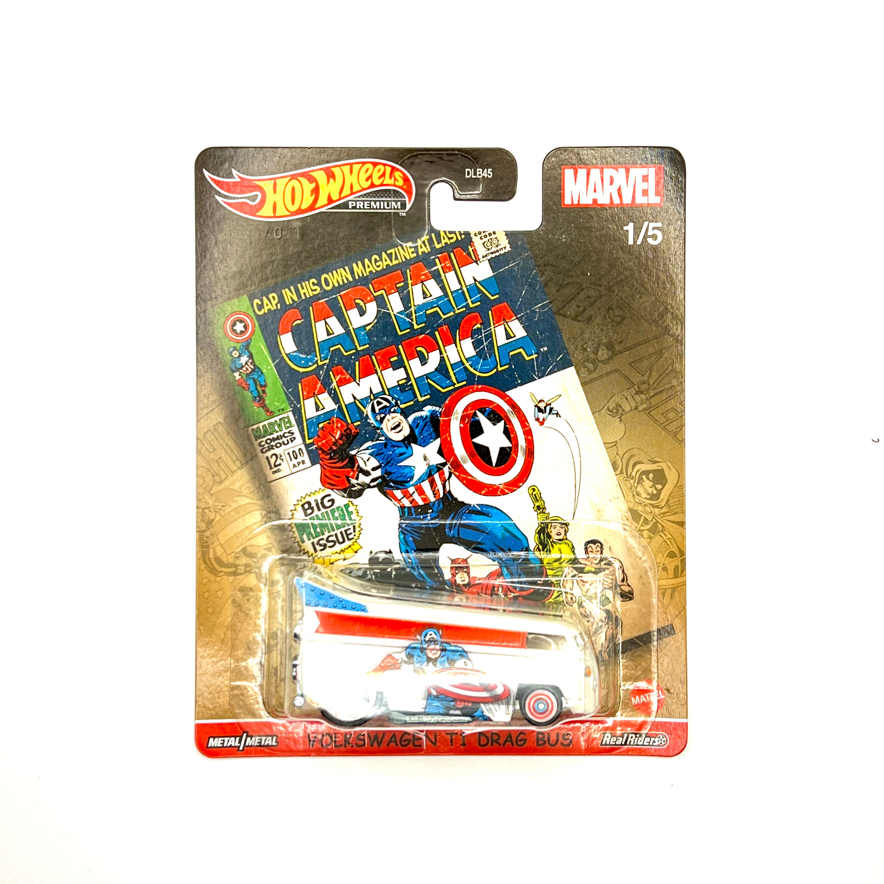 Hot Wheels Premium Marvel Captain America Custom VW T1 Drag Bus 1 of 5