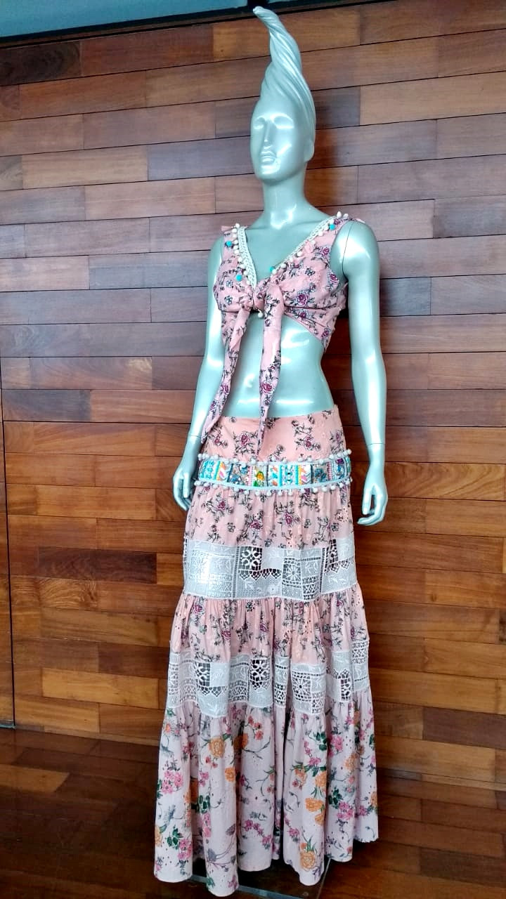 Saia Boho Rosa