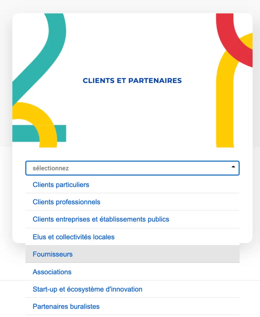 La liste des differents publics qui pouvaient participer à la consultation de la poste