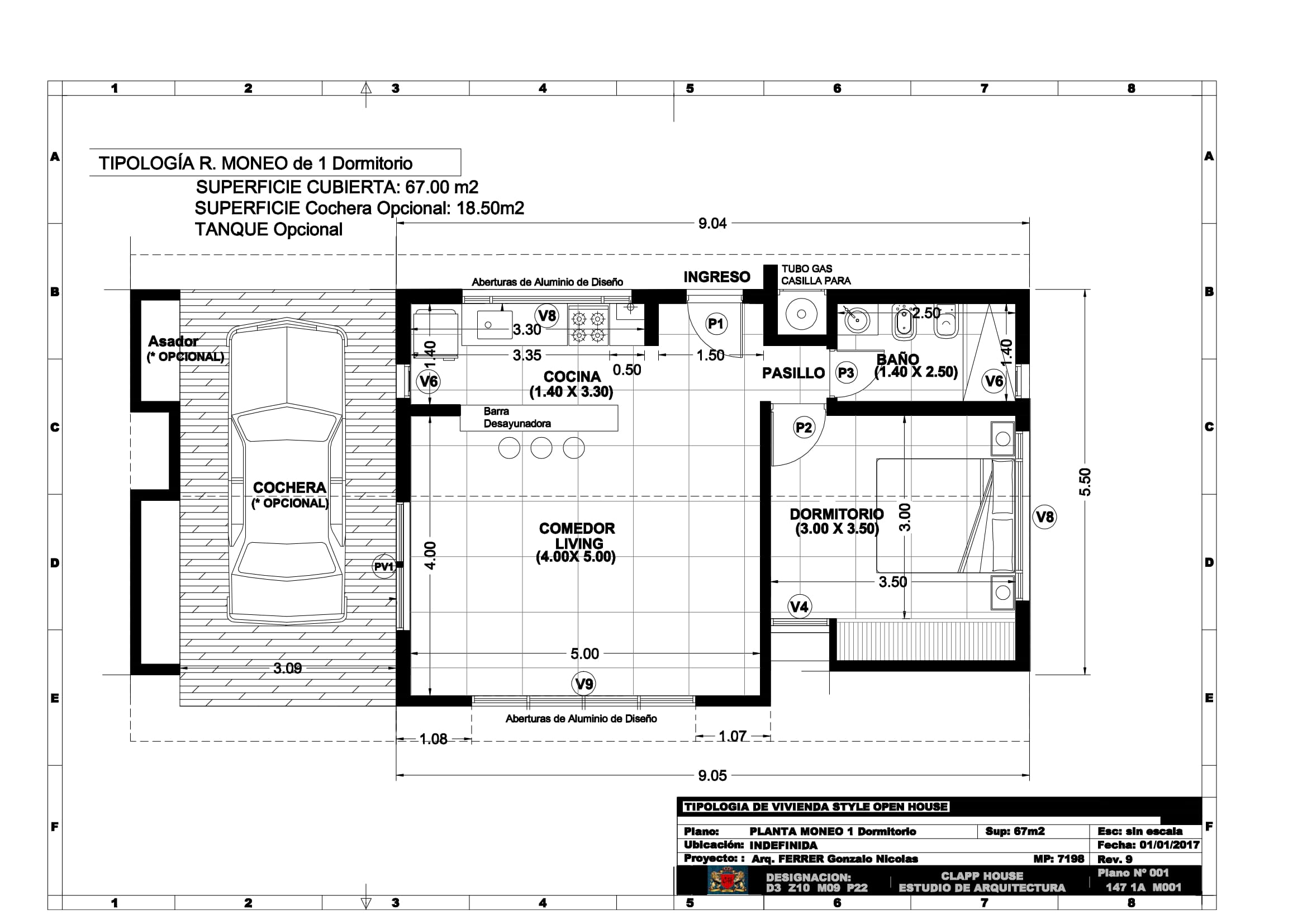 RAFAEL MONEO 67m2 de 1 Dorm.
