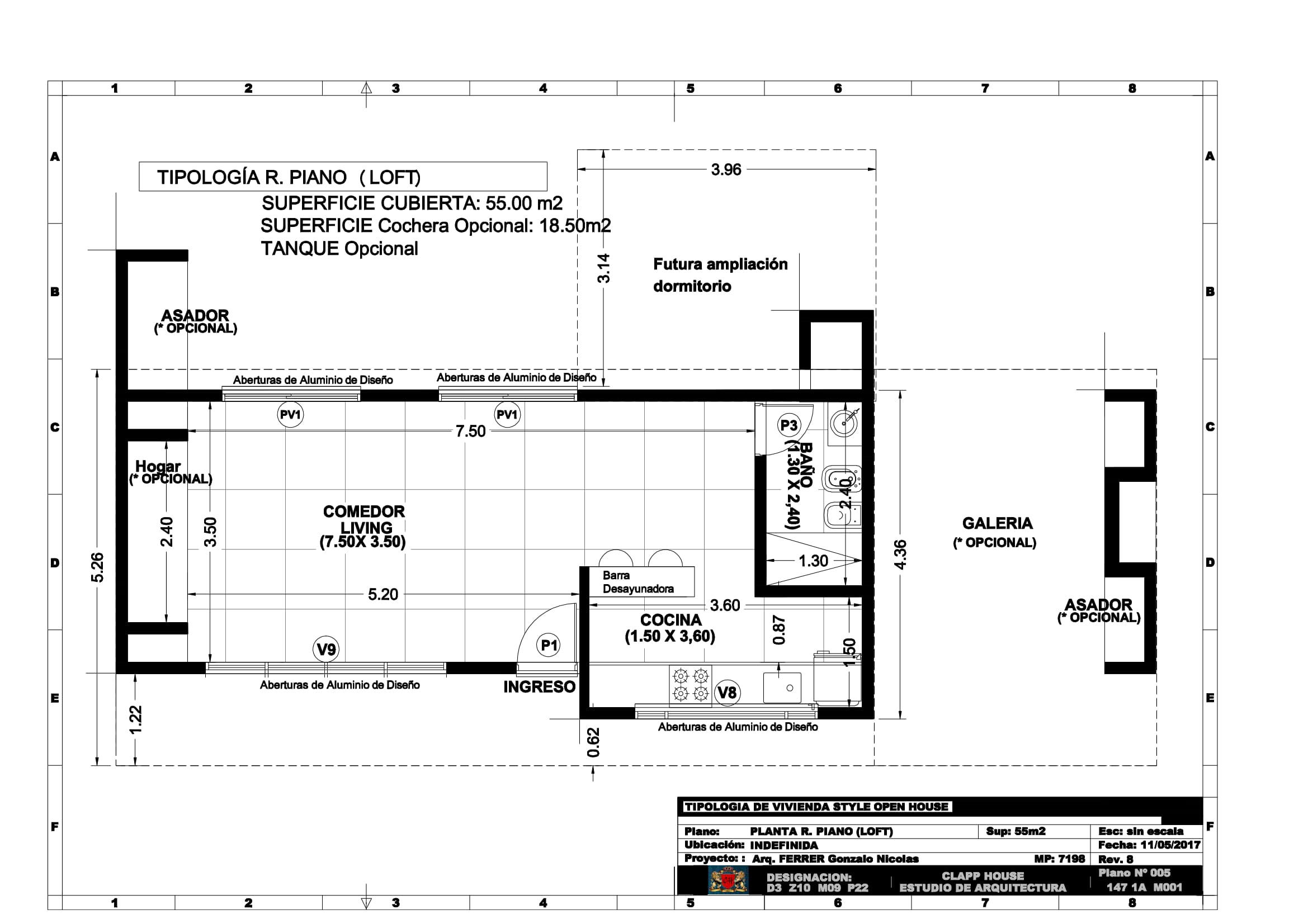 RENZO PIANO 55m2 Mono-ambiente
