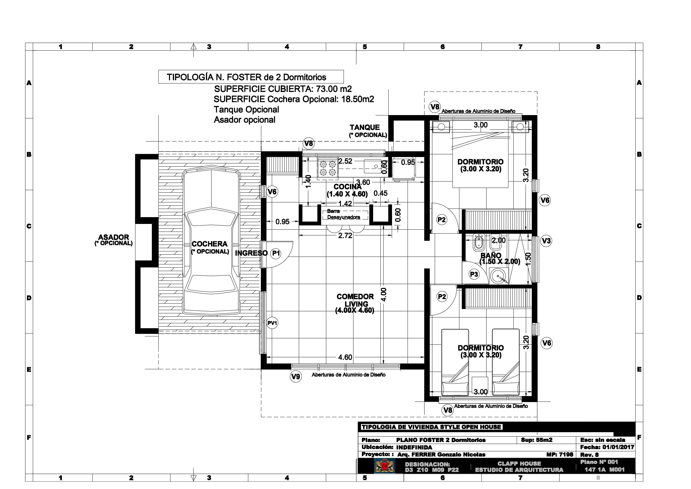 Norman FOSTER 73m2 de 2 Dorm.