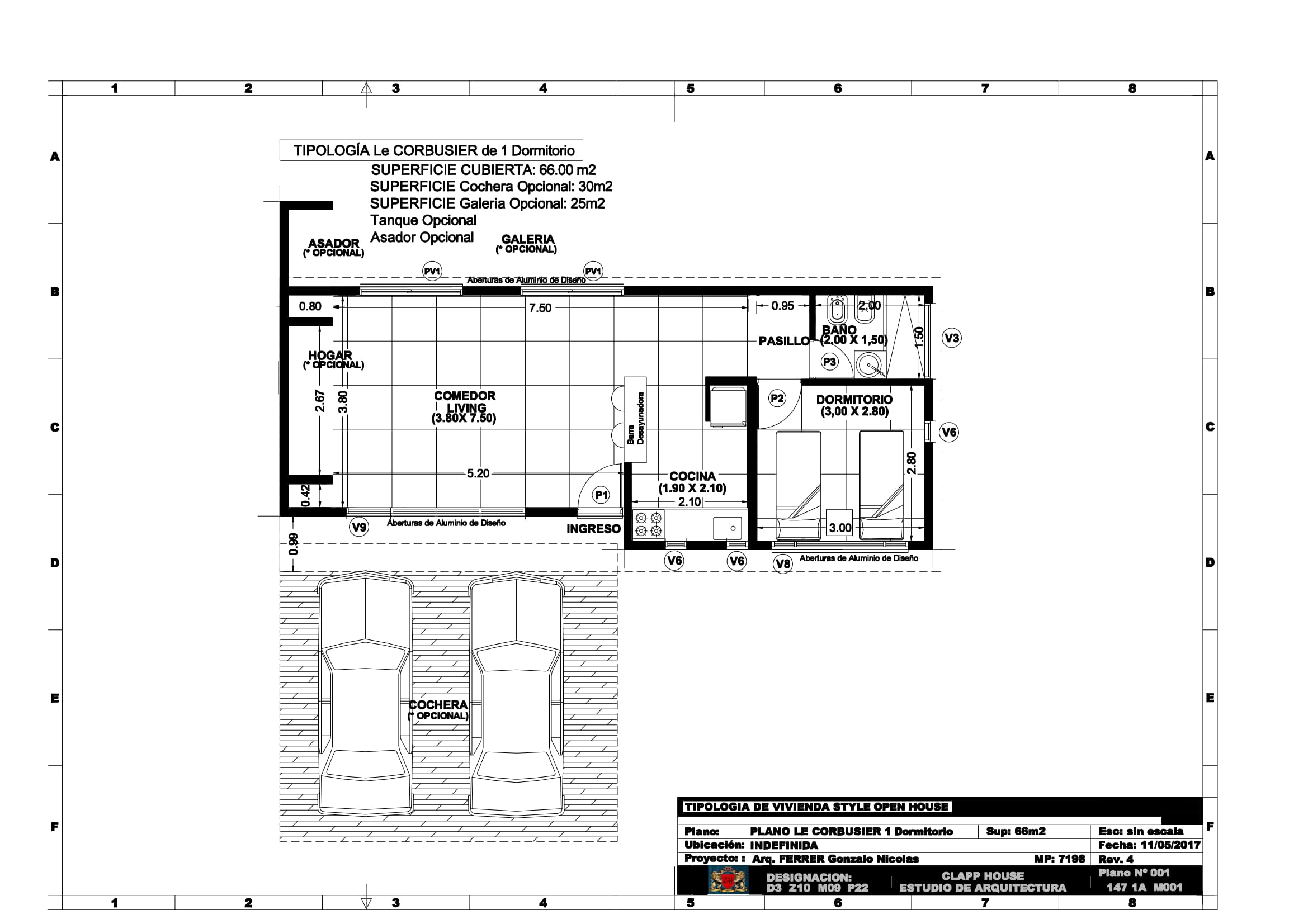 Le CORBUSIER 55m2 de 1 Dorm.