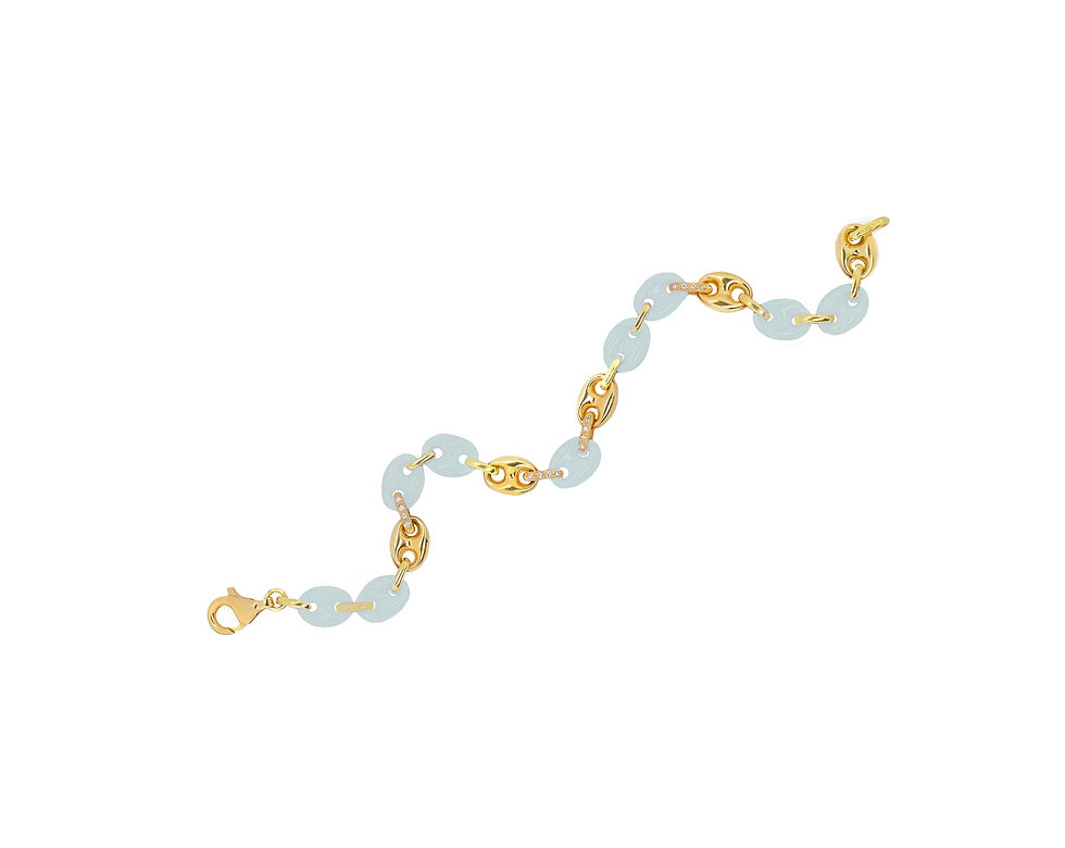 Thumbnail: 18K Yellow Gold Enamel & Natural Diamond Bracelet