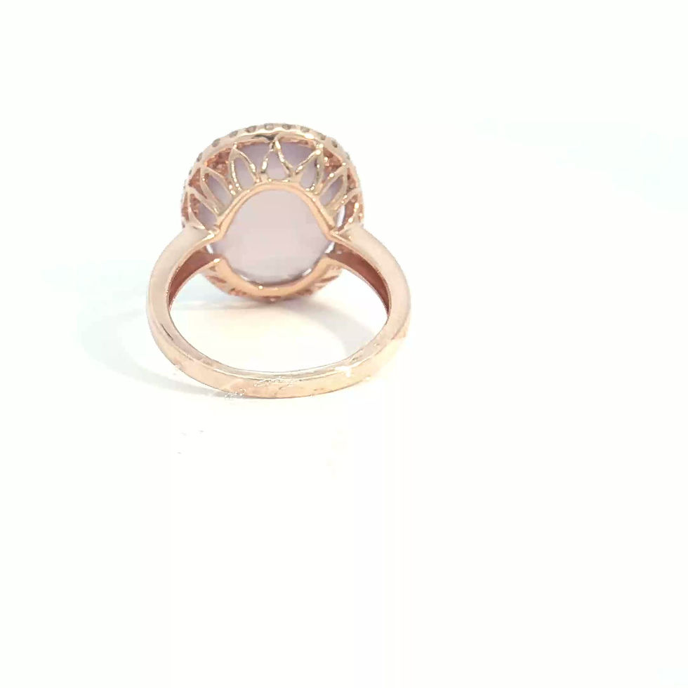 Thumbnail: 14K Rose Gold Pink Chalcedony & Diamond Ring
