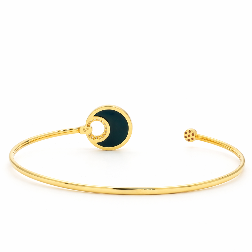 Thumbnail: 14K Yellow Gold Black Onyx & Diamond Bangle