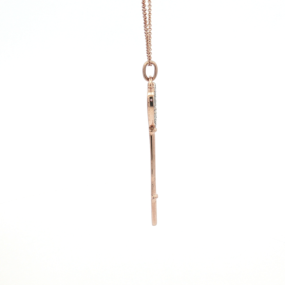 Thumbnail: 14K Rose Gold Diamond Heart Key Pendant Necklace