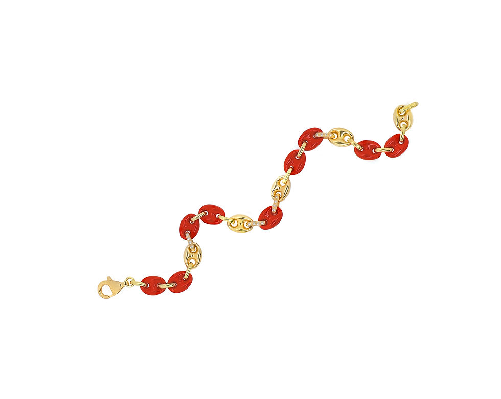 Thumbnail: 18K Yellow Gold Enamel & Natural Diamond Bracelet