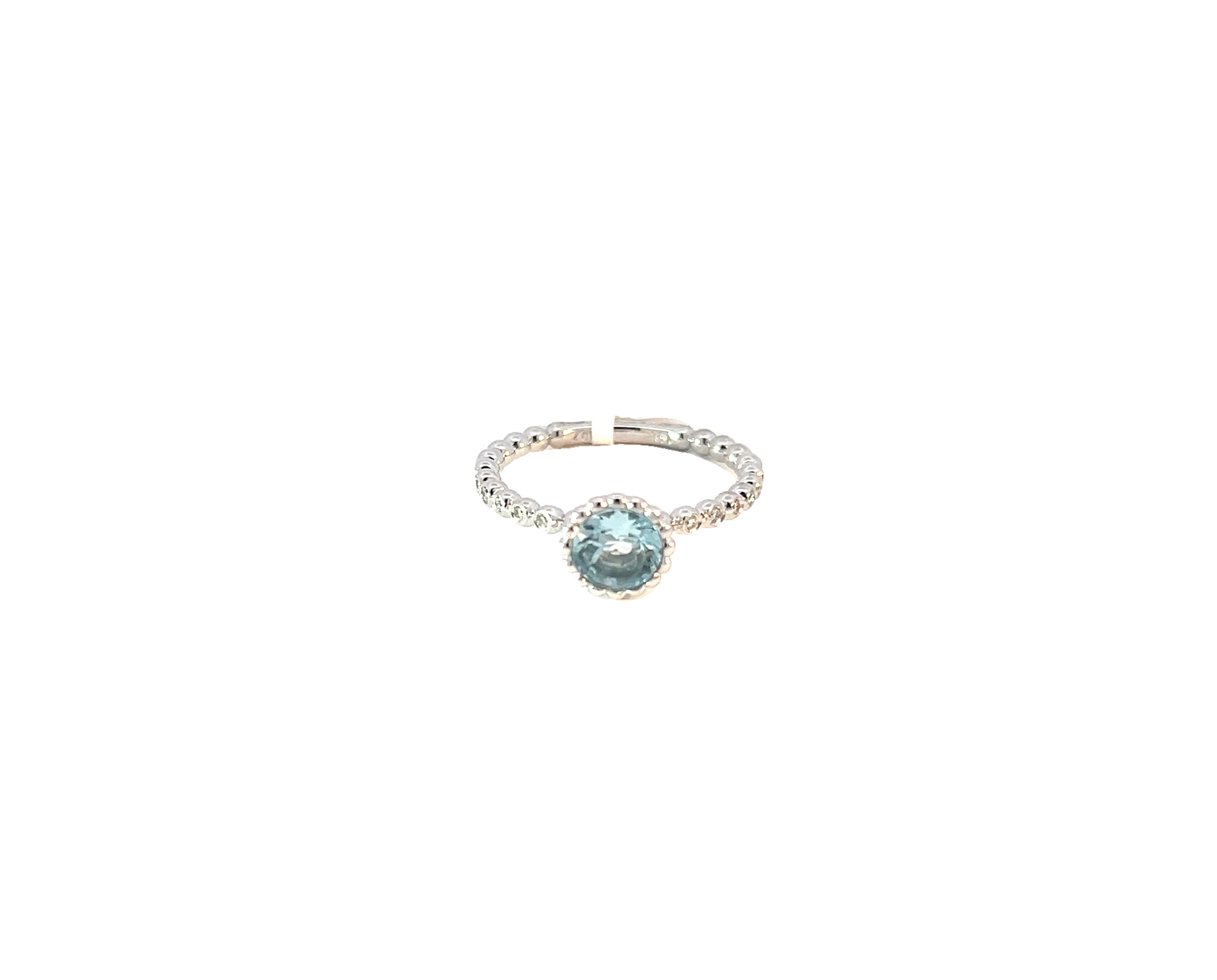 14K White Gold AquaMarine and Natural Diamond Ring