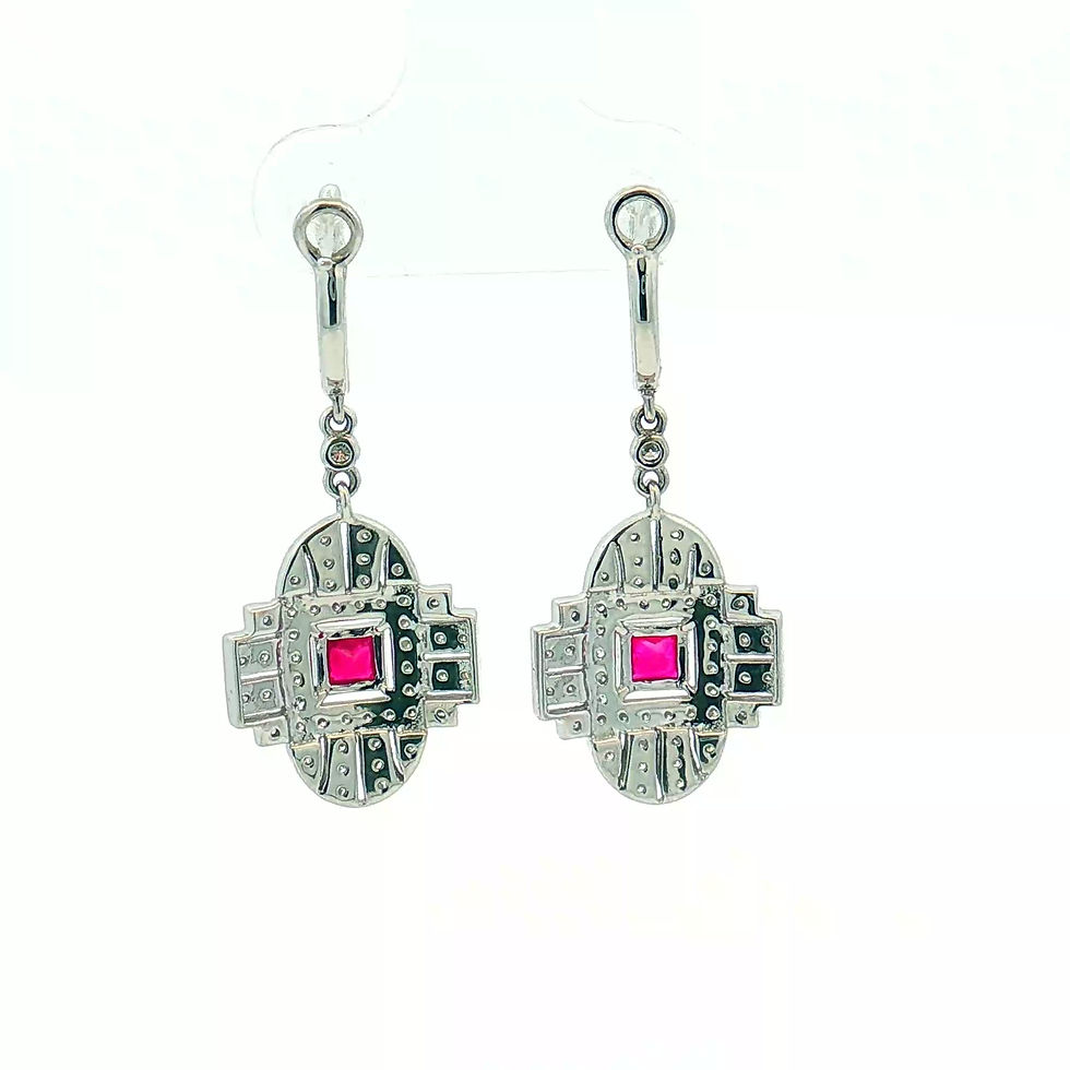 Thumbnail: 14K White Gold Ruby & Natural Diamond Dangle Earrings