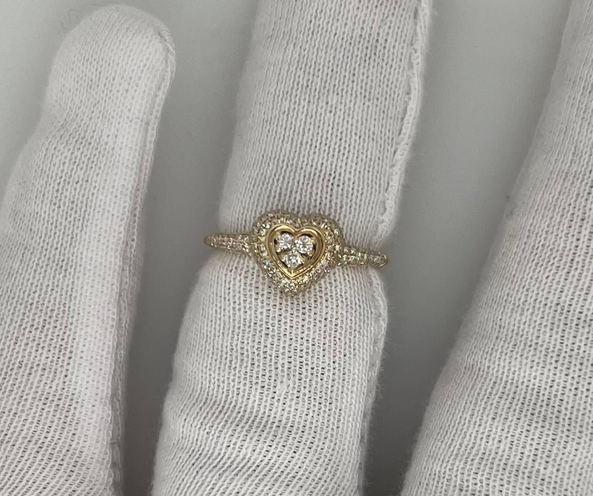 14K Yellow Gold and Natural Diamond Heart Ring