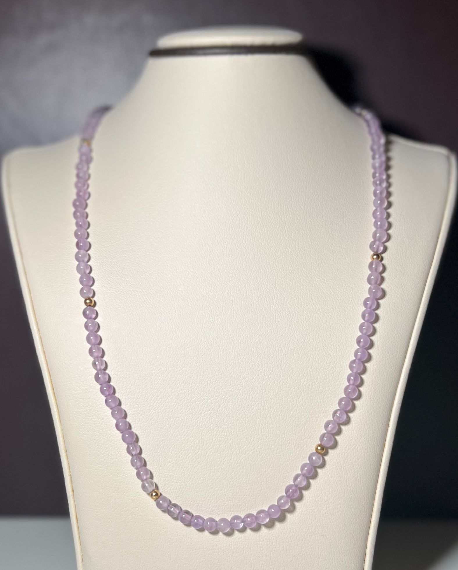 Vintage Estate 14K Yellow Gold Lavender Amethyst Bead Necklace No Clasp