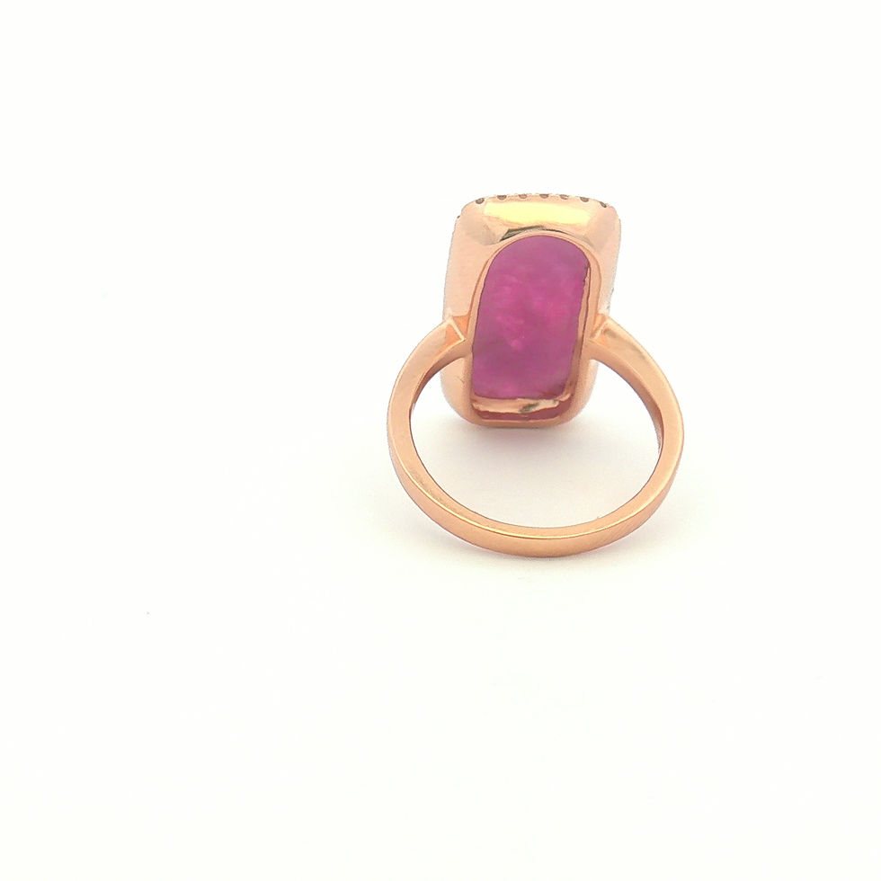 Thumbnail: 14K Rose Gold Red Sapphire Slice & Diamond Cocktail Ring