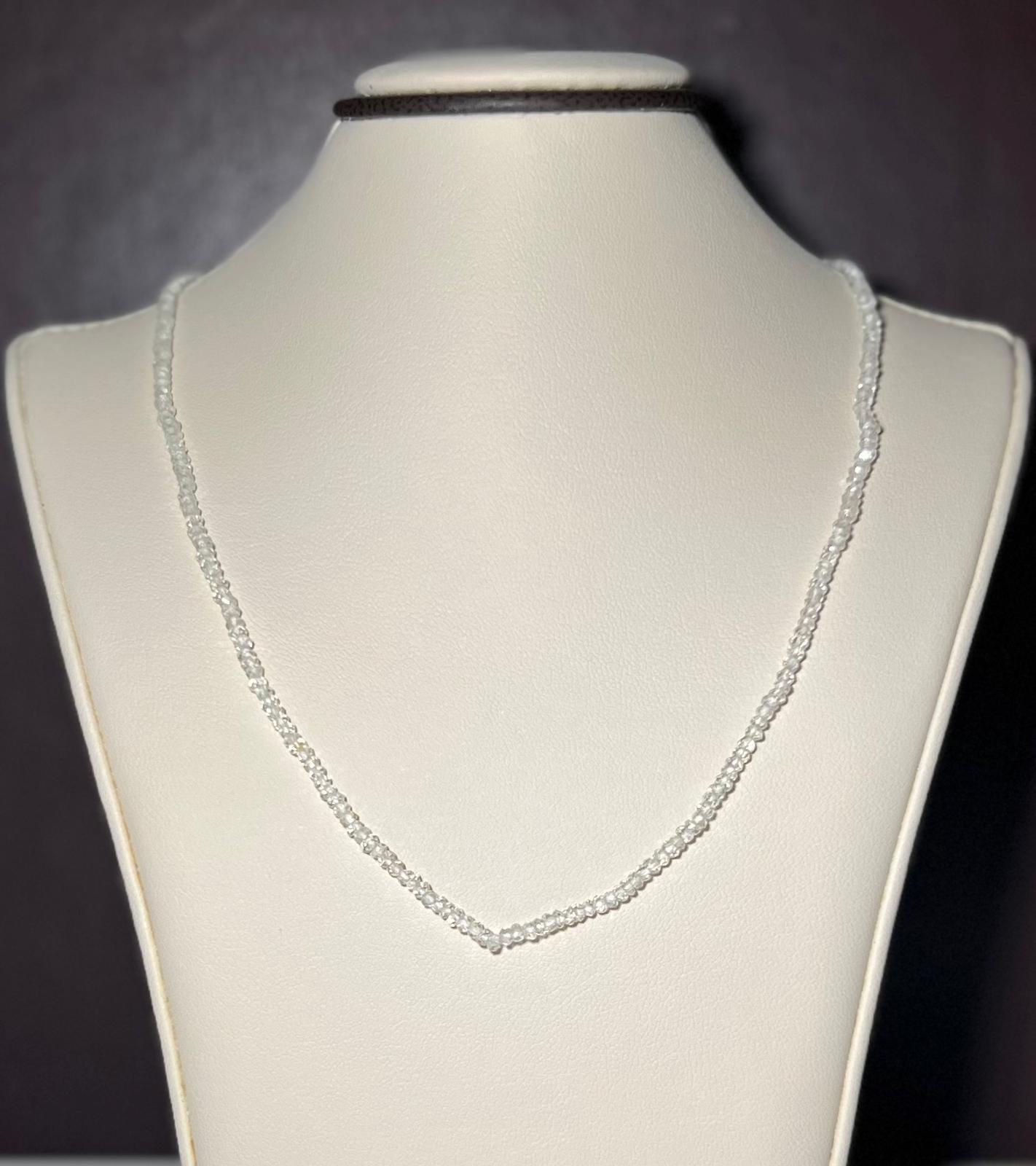 14K White Gold Natural White Topaz Bead Necklace