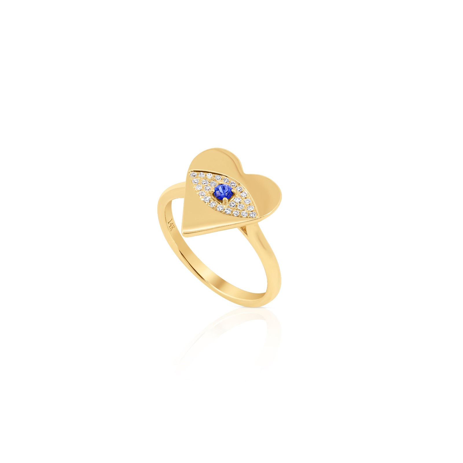 14K Yellow Gold Natural Diamond & Sapphire Eye Ring