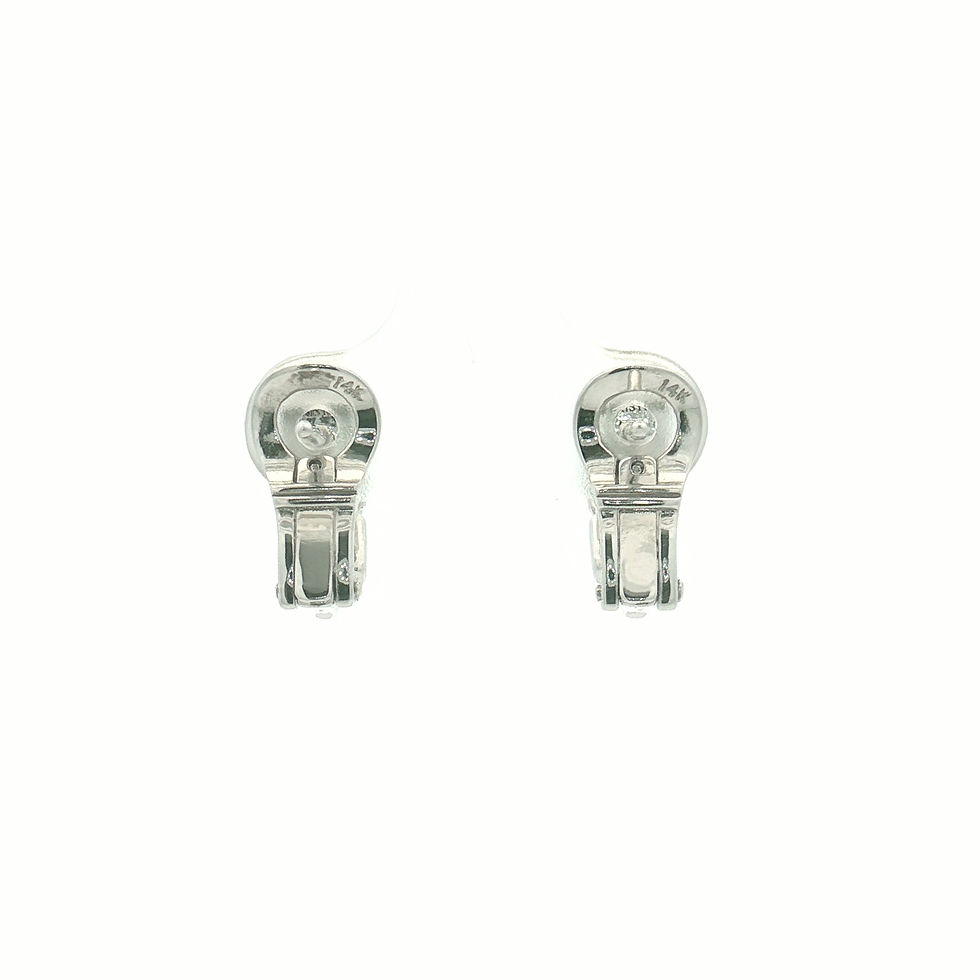 Thumbnail: 14K White Gold Diamond Huggie Earrings