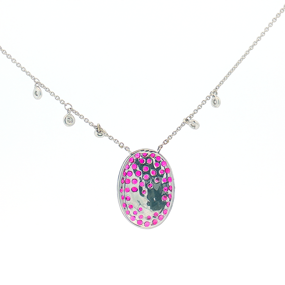 Thumbnail: 14K White Gold Ruby & Natural Diamond Butterfly Necklace