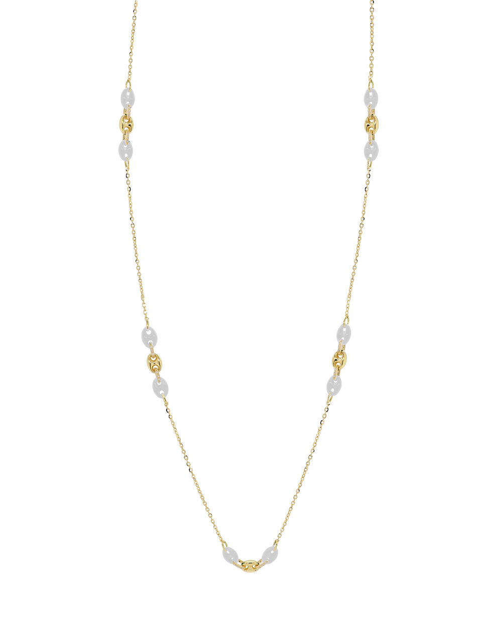 Thumbnail: 18K Yellow Gold  Enamel & Natural Diamond Long Necklace