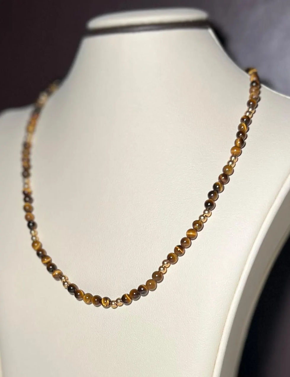 Thumbnail: 14K Yellow Gold Tigers Eye Beaded Necklace