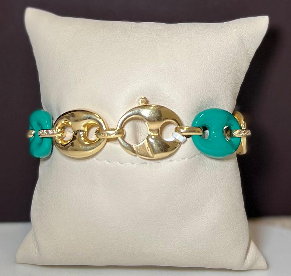 Thumbnail: 18K Yellow Gold Enamel & Natural Diamond Bracelet