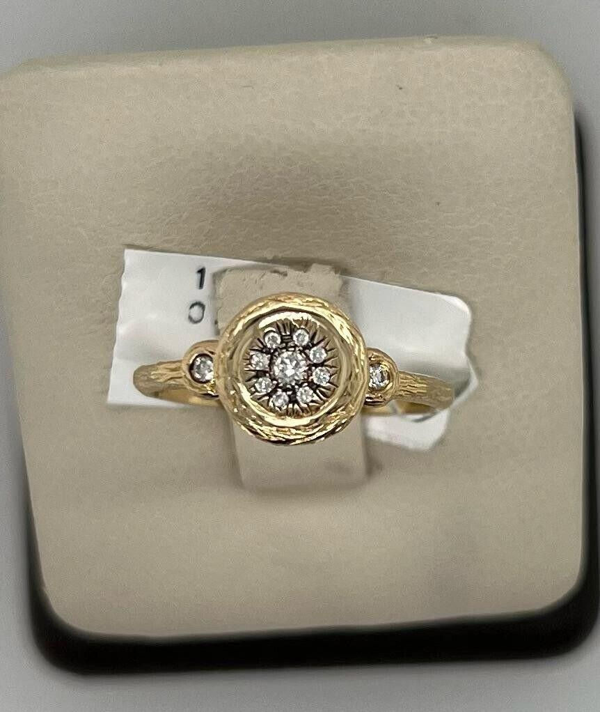 Thumbnail: 14K Yellow Gold Matte Finish Natural Diamond Ring