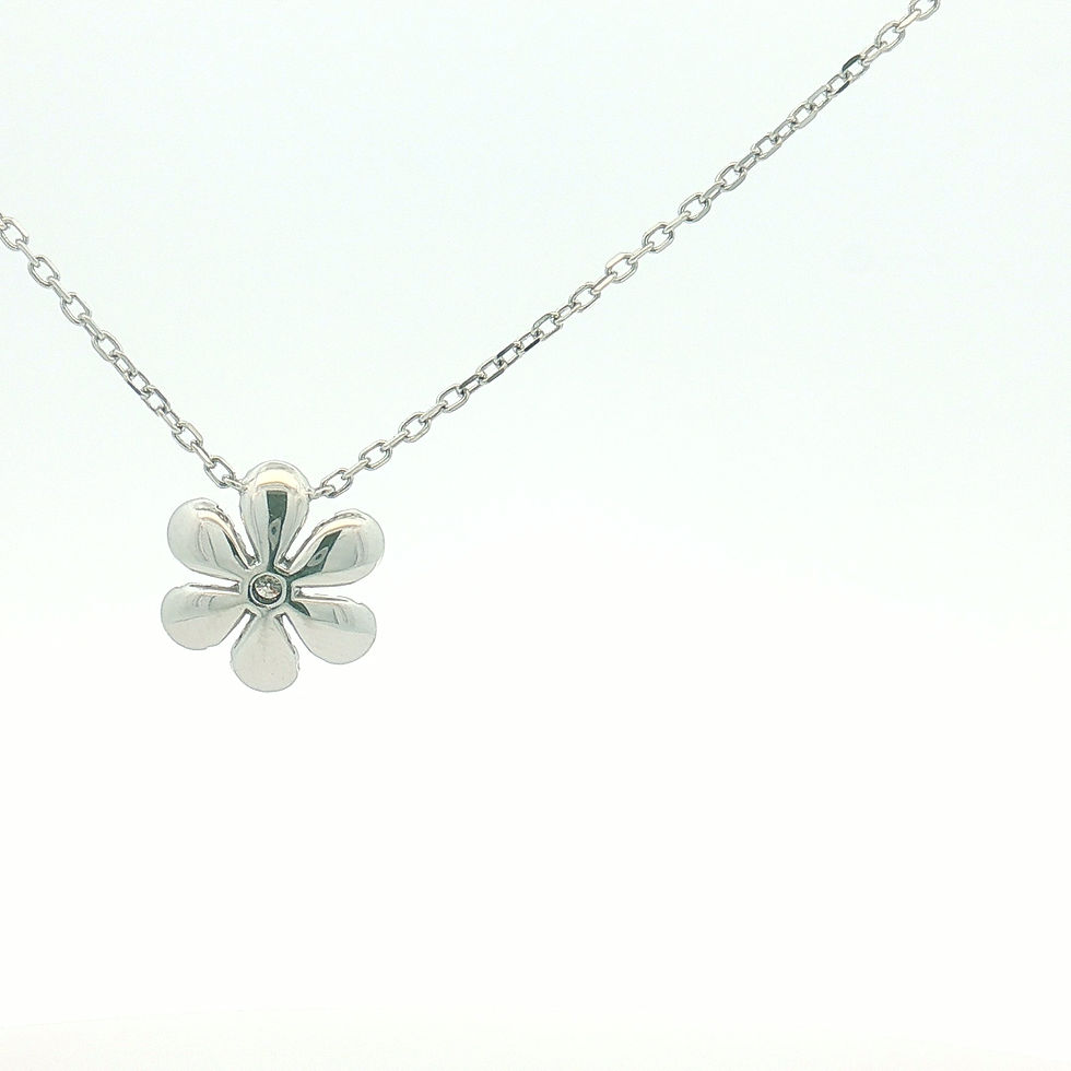 Thumbnail: 14K White Gold Natural Diamond Flower Necklace