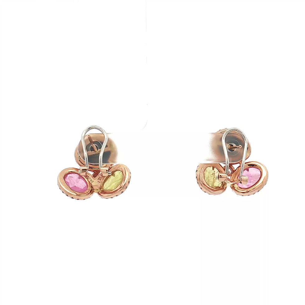 Thumbnail: 14K Rose Gold & White Gold Slice Sapphire & Diamond Stud Earrings
