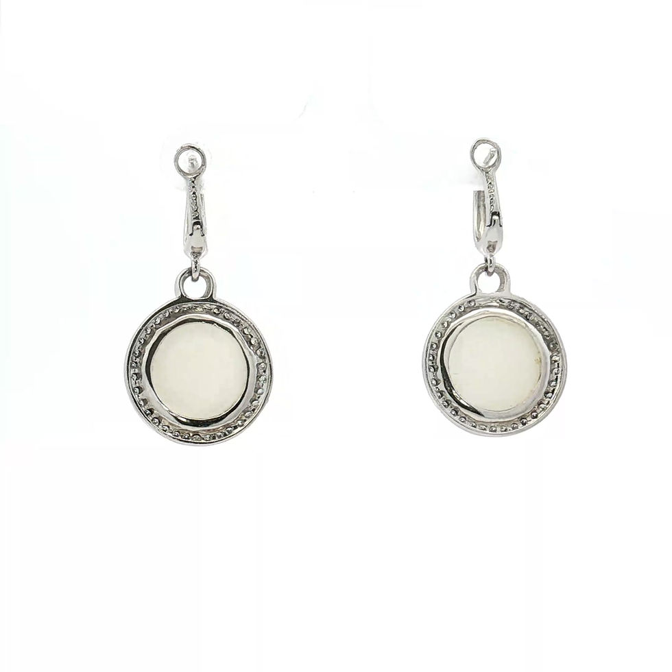 Thumbnail: 14K White Gold Moonstone & Diamond Drop Earrings