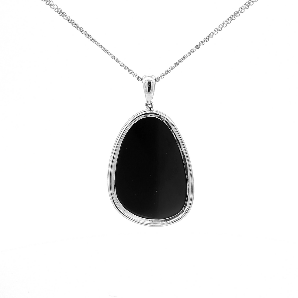 Thumbnail: 14K White Gold Black Spinel & Natural Diamond Double Strand Necklace