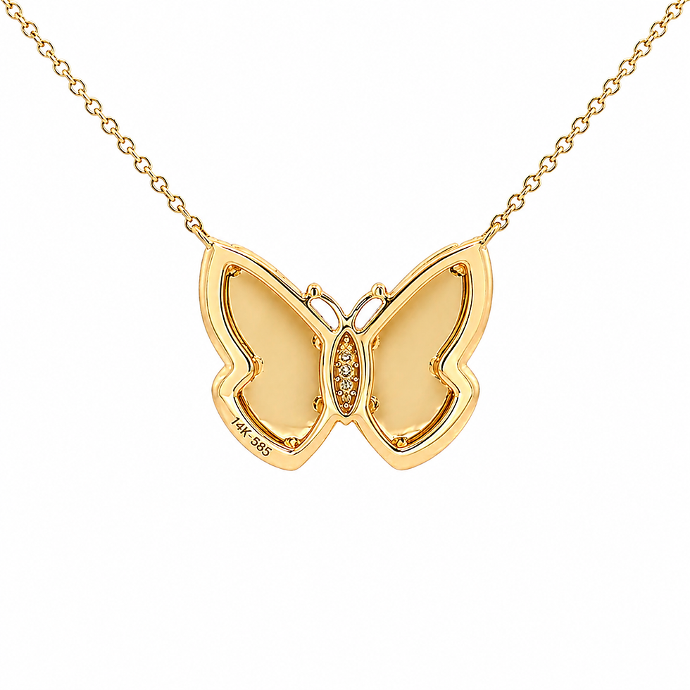 Thumbnail: 14K Yellow Gold Diamond Butterfly Chain Necklace