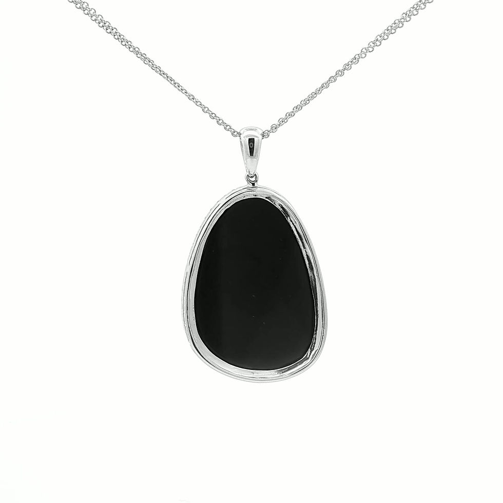 Thumbnail: 14K White Gold Black Spinel & Natural Diamond Double Strand Necklace
