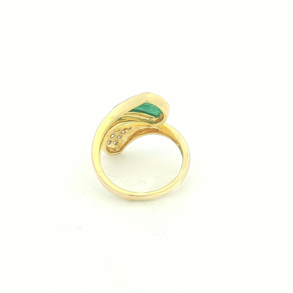 Thumbnail: 14K Yellow Gold Malachite & Diamond Fashion Ring