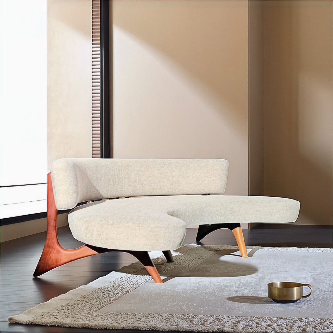 Vladimir Kagan Style Mid Century Modern Floating Curved Sofa