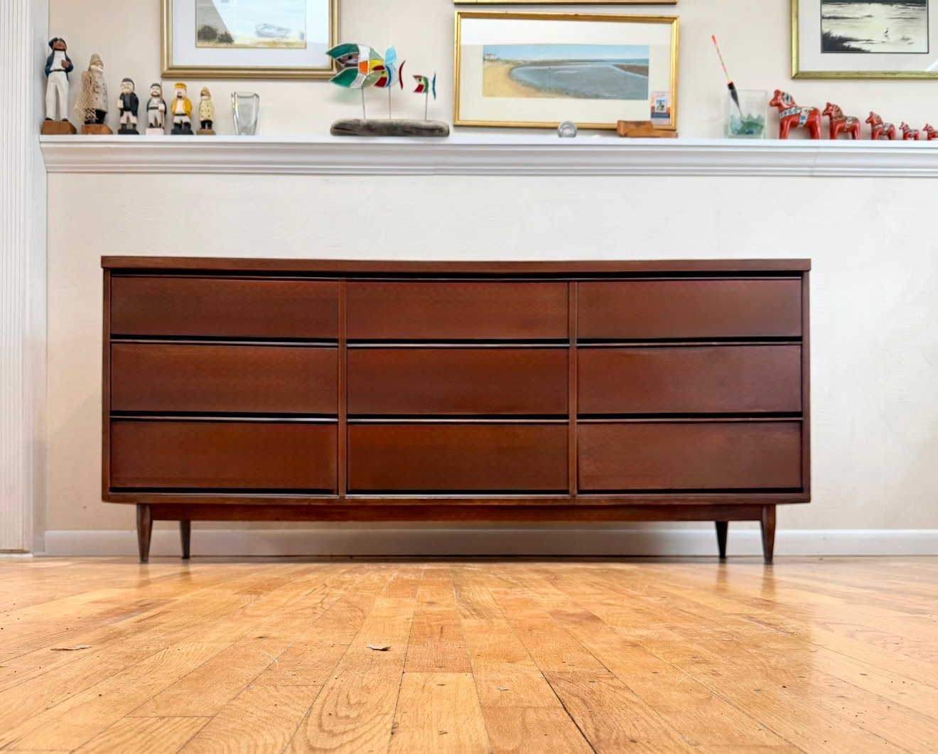 Mid Century Modern 9 Drawer Lowboy Dresser