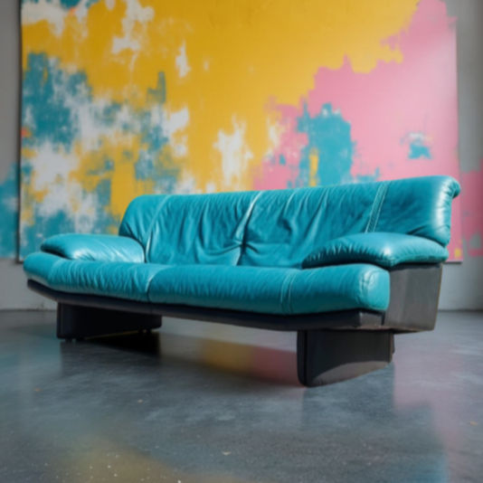 Nicoletti Salotti Italian Postmodern Leather Sofa