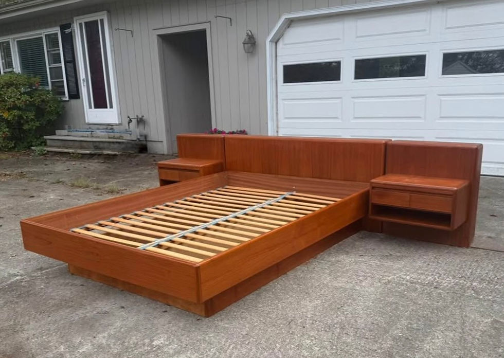 Thumbnail: Danish Teak Mid Century Modern Platform Bed With Nightstands