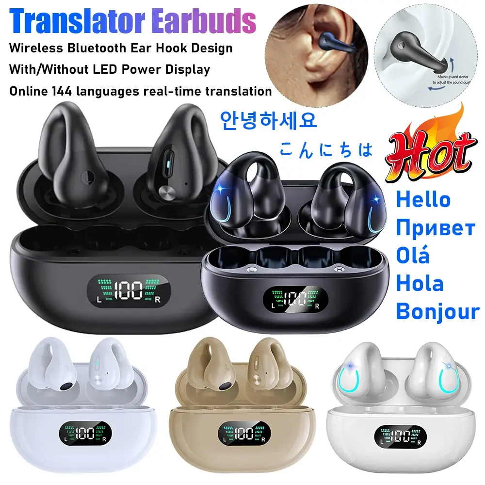 YYK-Q71 Q80 Wireless Bluetooth Translation Earbuds LED Digital Display Type-C Ch