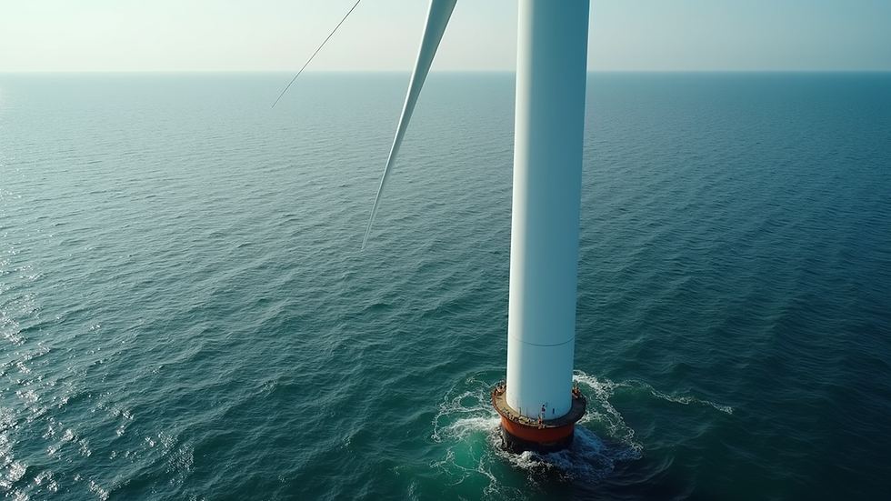 High angle view of a tidal energy turbine in the ocean