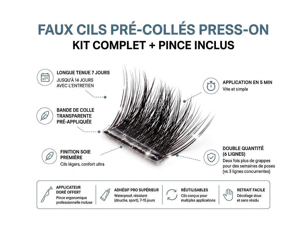 Miniaturbild: Kit Faux Cils Précollés Press-On « Hybrid Doll » — Pose Mixte Structurée
