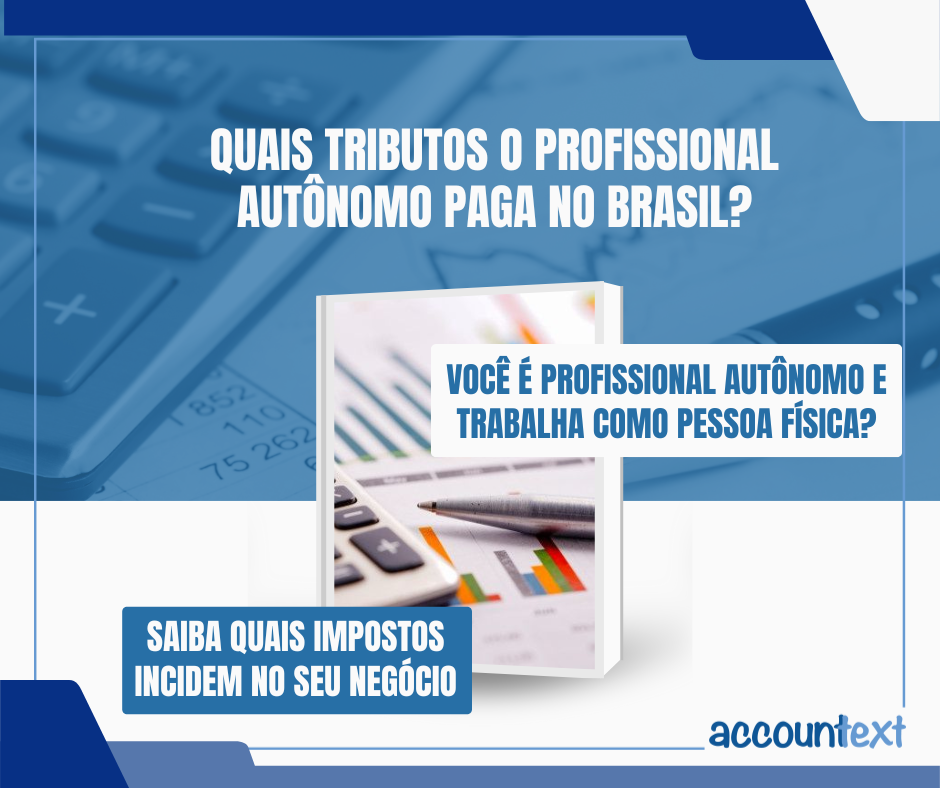 Imagem de fundo com uma calculadora e planilhas estatísticas, sobreposta por textos referentes a profissionais autônomos.