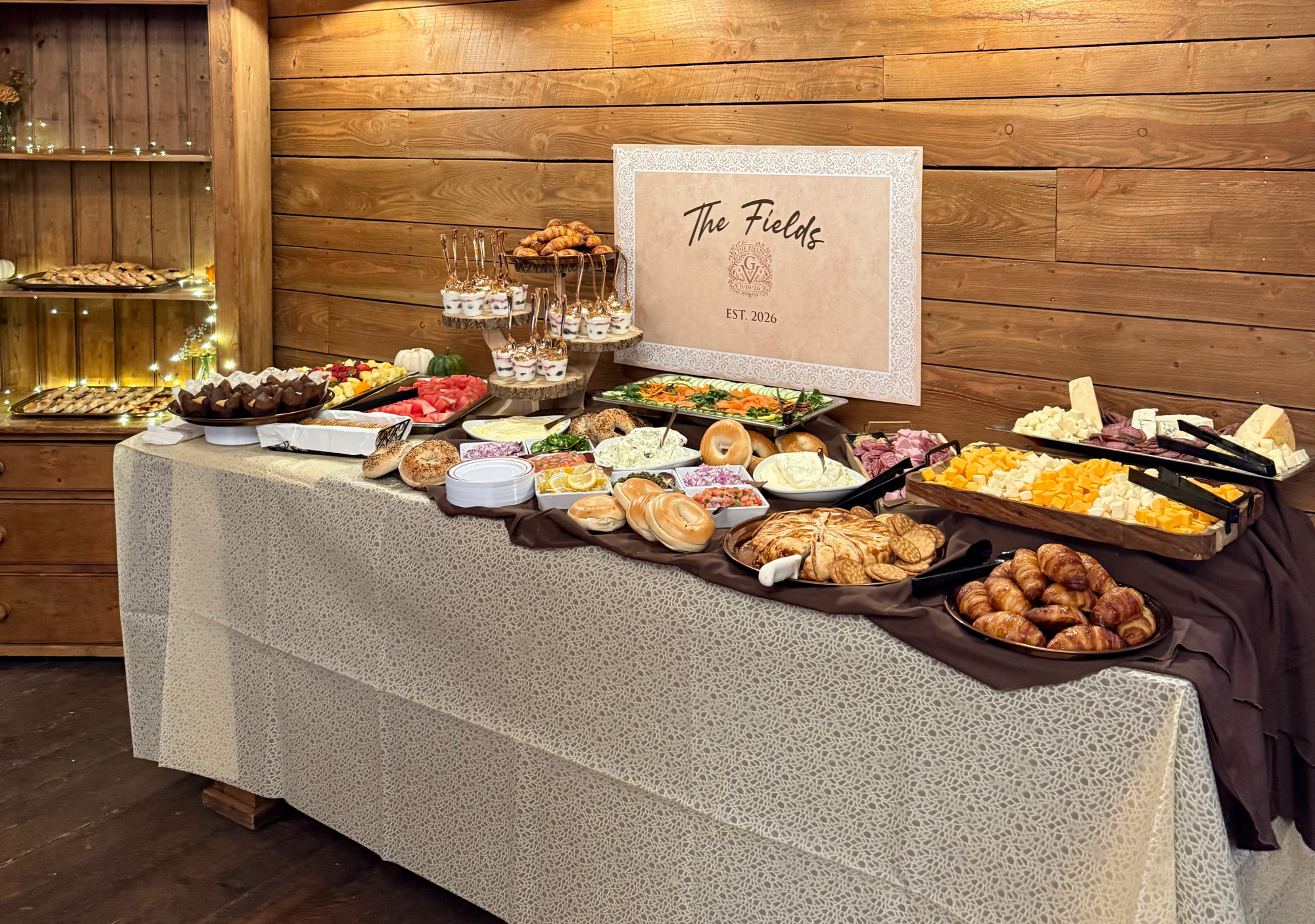 Wedding farewell brunch ideas from Heritage Barn in Hamilton, NY: menu ideas, coffee bars, cozy dress codes, and a real Sunday brunch spread