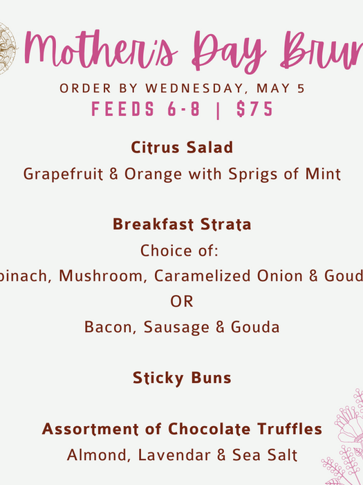 Special menu for Mother's Day brunch