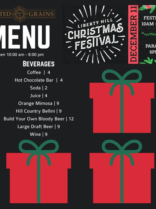 social posts leading up to the Christmas Festival with three menu sections covered up