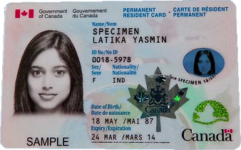 A specimen Canadian Permanent Resident Card
