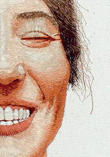 murat yıldız, nakış, işleme, embrodery, hiperrealizm, hyperrealist, portre, resim, gülümseme, smile