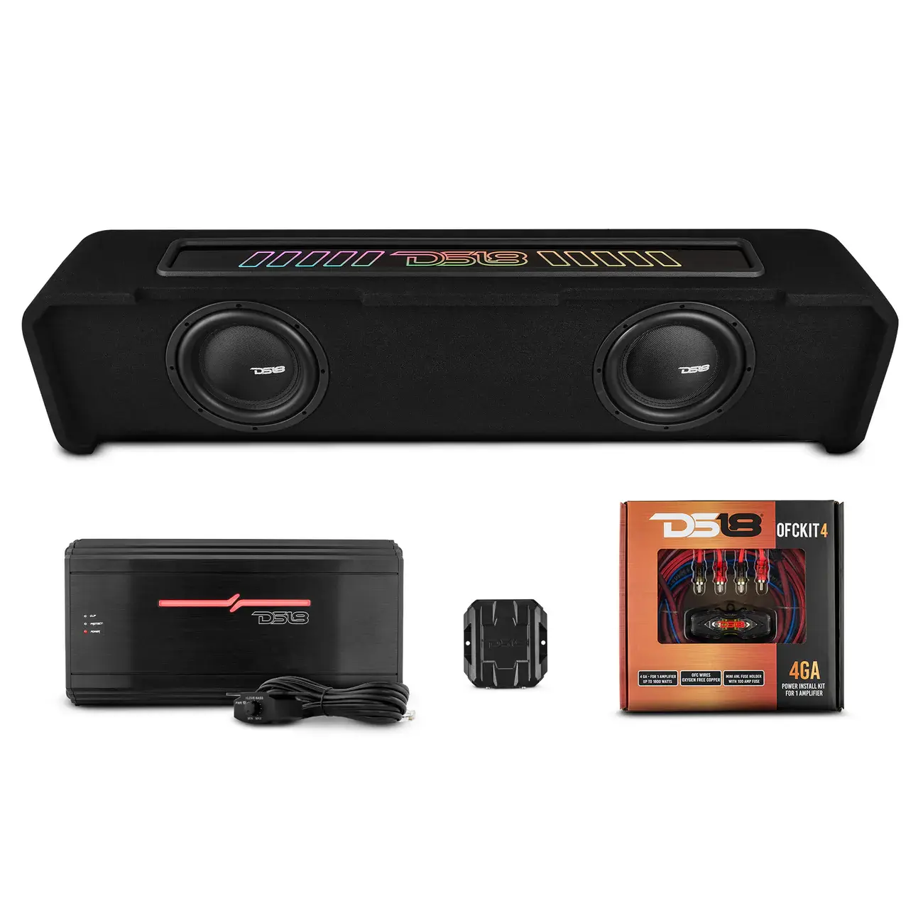 FORD F150 DOWN FIRING LOADED SUBWOOFER ENCL. W. DREAM LED LIGHTS AMP+