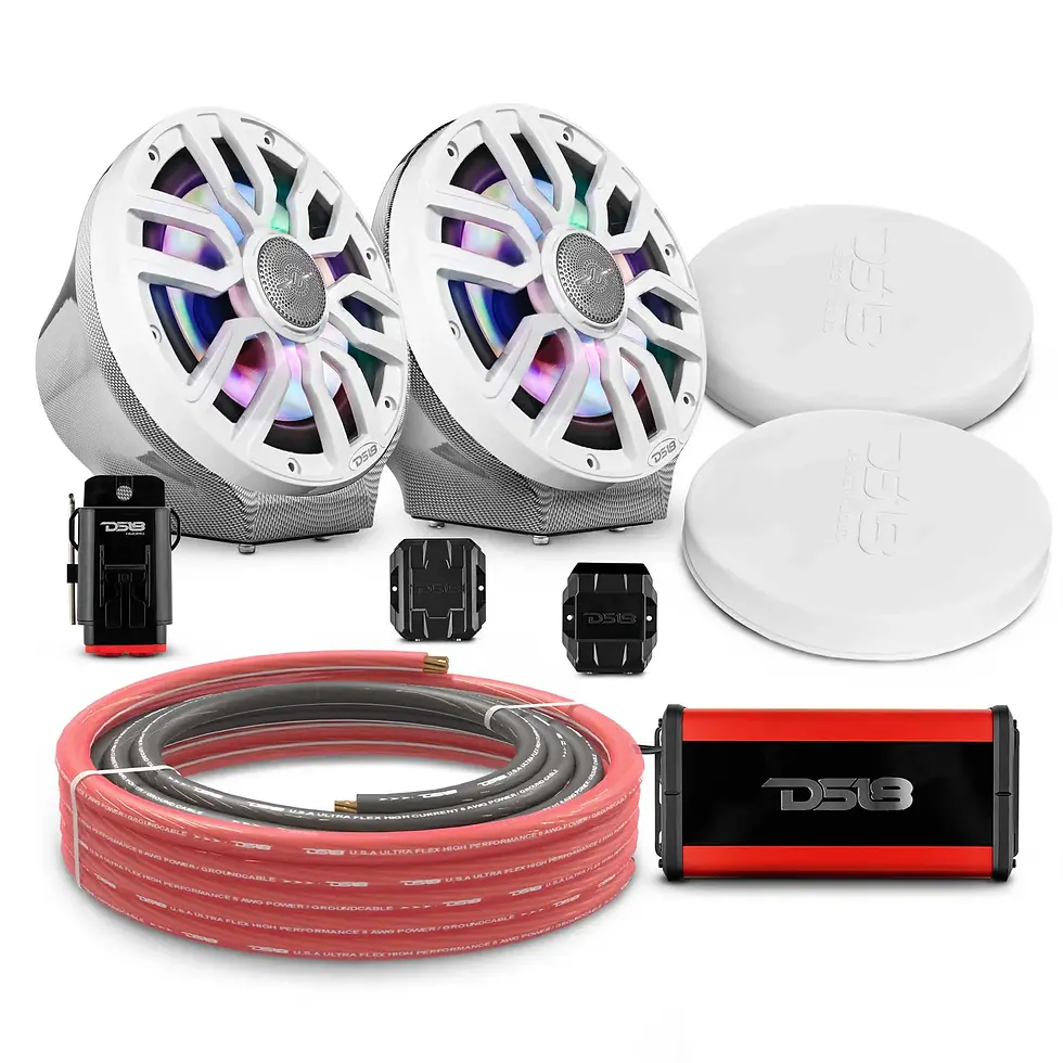 Thumbnail: WH PL GRL 8" LOADED FLT MNT SPKR PODS W/ AMP, INSTALL KIT & DIGITAL LED LIGHTS