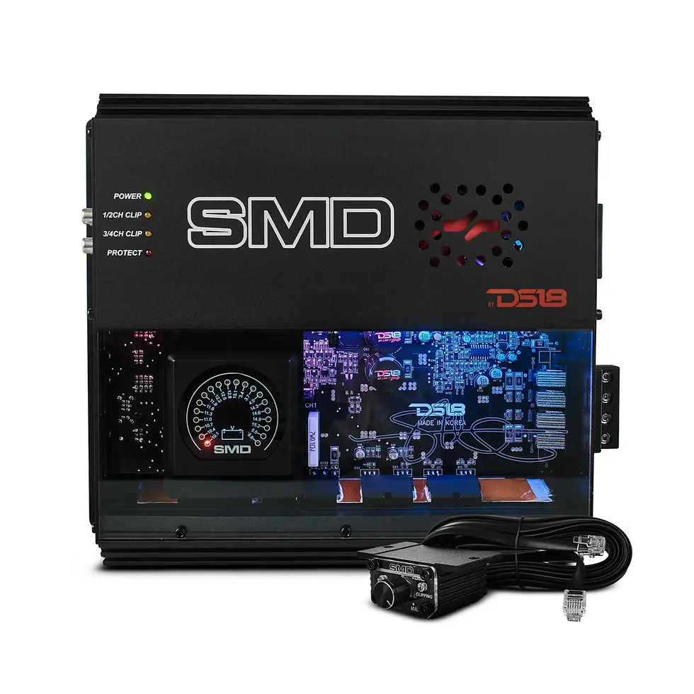 SMD 4-Channel Class AB Amplifier with VM-1 Voltmeter and Digital LED Lights 4 x