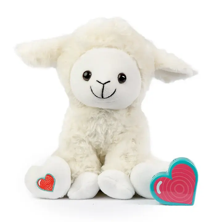 White Little Lamb with a Heartbeat Recorder Shaped Like a Heart