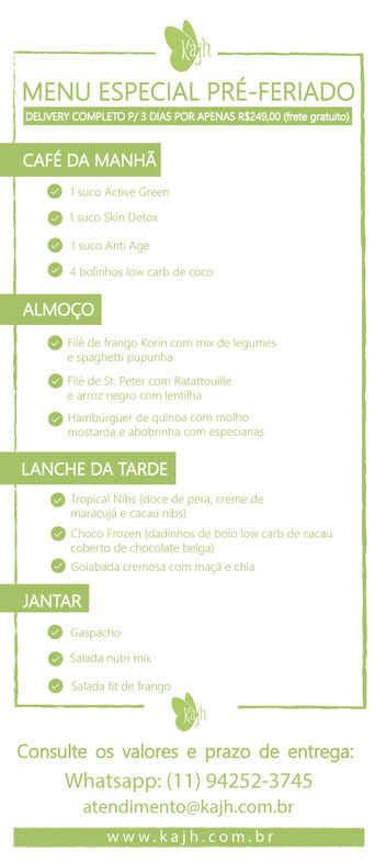 MENU ESPECIAL PRÉ-FERIADO